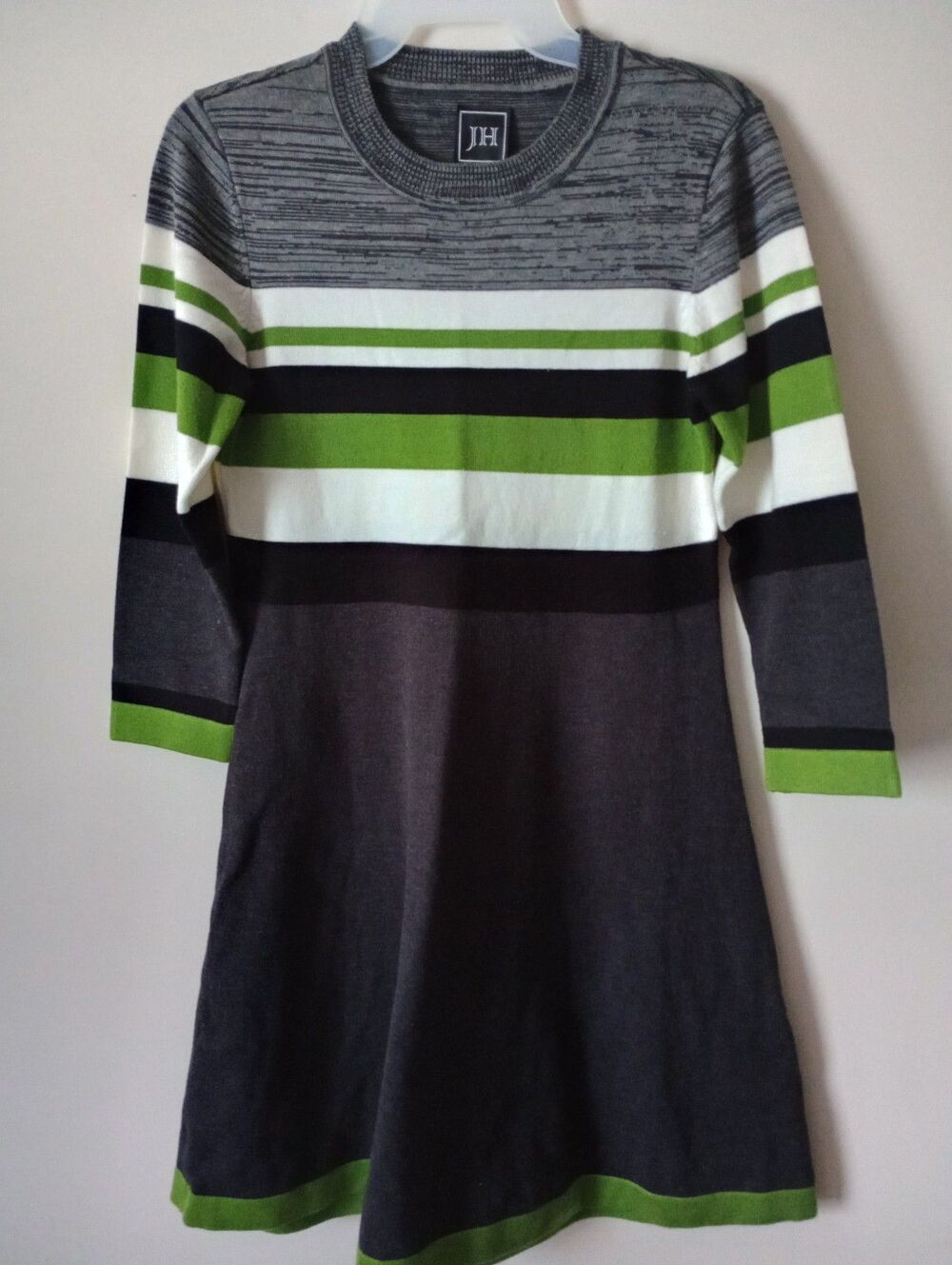 JH 3/4 Sleeve Sweater Dress Stripe Design Size Medium
